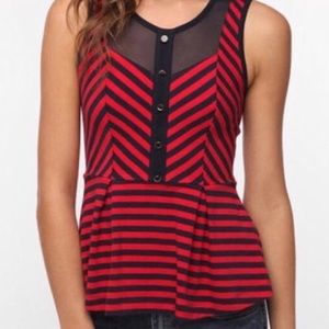 UO~Pins and Needles~Striped Mesh-back Peplum Top~M